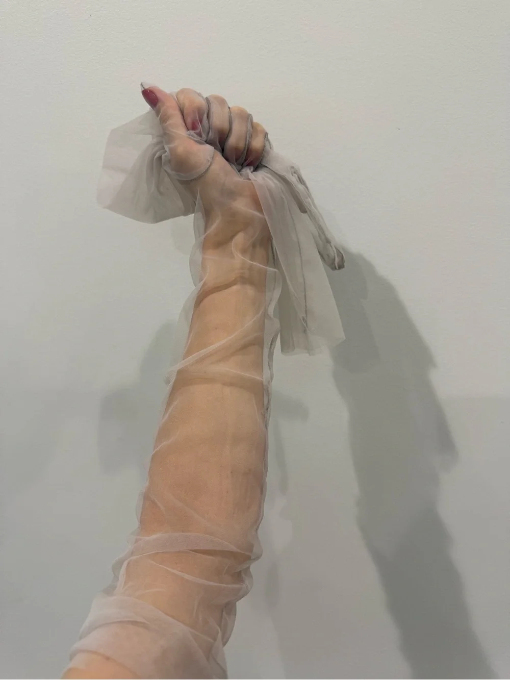 Sheer Long Gloves in Rich Light Gray Taupe